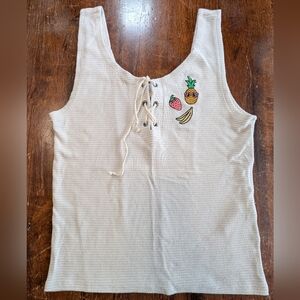 Hollister Tank Top Fruit Embroidery Cropped Shirt Womens M Girlhoodcore Used